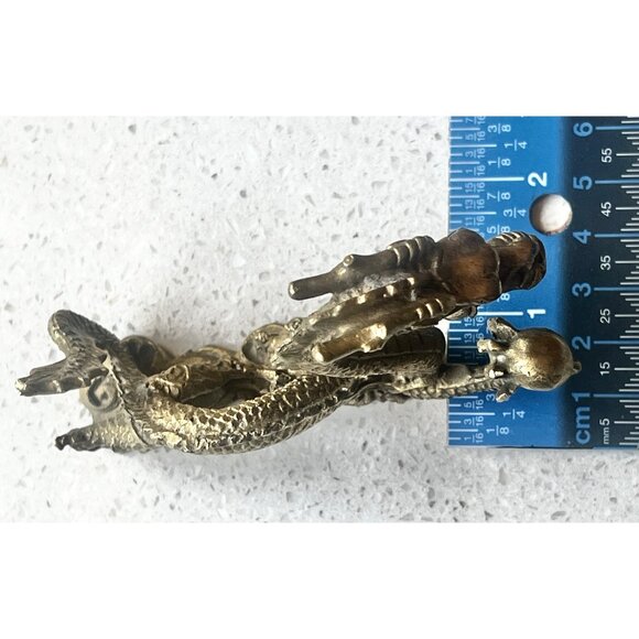 Brass Dragon Figurine Sculpture 4” x 2.5” T - Picture 9 of 11
